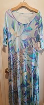 Soft Surroundings Stella Dress Painterly Blue Maxi Floral Women Sz L, 1X... - $49.49+