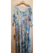Soft Surroundings Stella Dress Painterly Blue Maxi Floral Women Sz L, 1X... - £39.44 GBP+