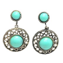 vintage faux turquoise dangle Clip On earrings - £15.95 GBP