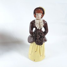 Woman Figurine Spaghetti Flowers Ceramic Vintage - $22.77