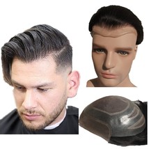 N.L.W. Virgin Human Hair Toupee for Men, 10x8 Lace Base - Off Black - £77.31 GBP