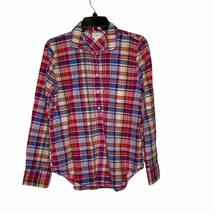 J. Crew Shirt Blouse Size Small Colorful Plaid 1/2 Button Boy Fit Cotton Casual - £15.56 GBP