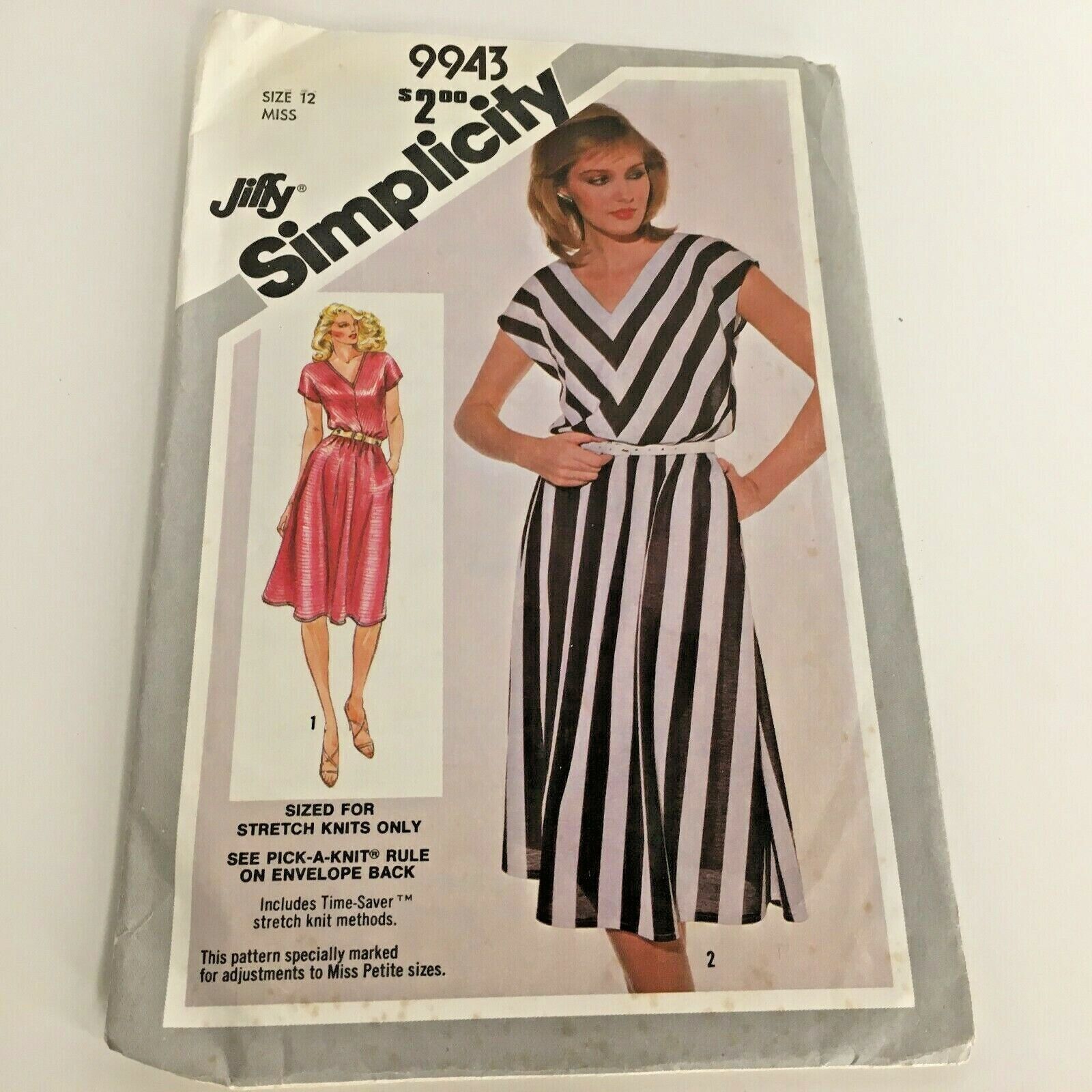 Simplicity Jiffy Sewing Pattern 9943 Pullover Dress Pockets Vintage Sz 12 1981  - $10.50