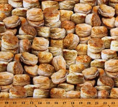 Cotton Biscuits Breakfast Bread Southern Food Fabric Print by the Yard D571.85 - £10.17 GBP