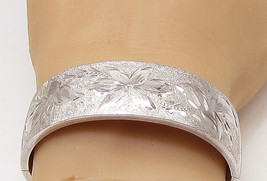VAN DELL 925 Sterling Silver - Vintage Floral Etched Bangle Bracelet - BT1282 - £98.60 GBP