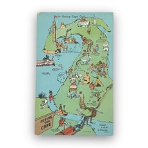 Seeing Cape Cod Massachusetts MA Cartoon Comic Map Postcard by LB Robbins 1951 - £3.89 GBP