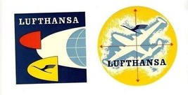 2 Lufthansa Luggage Labels German Airlines 1950&#39;s - £17.52 GBP