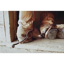 Steve McCurry Print Cowboy Boots in Wooden Doorway 9 x11 inches - £15.65 GBP