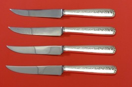 Rambler Rose by Towle Sterling Silver Steak Knife Set 4pc HHWS  Custom 8 1/2&quot; - £224.99 GBP