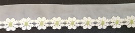 3 Yards - 1-1/4&quot; Daisy Lace Ribbon Trim - Green and White - $12.99