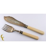 Antico Epnsa Inglese Pesce Servire Set Con / Celluloid Maniglie Coltello &amp; - $2,097.96 MXN
