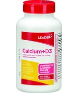 LEADER CALCIUM 600 + D3 TABLETS 120 CT COMPARE TO CALTRATE 600 + D3 VALU... - $13.49