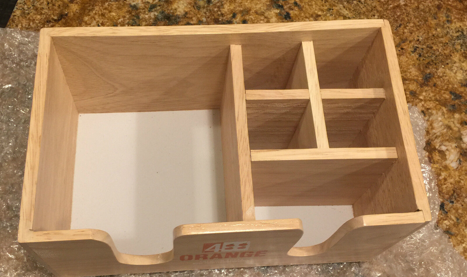 4 ORANGE Bar Napkin Holder with Straw and Coaster Compartments NEW 10x6x4.5 - $6.08