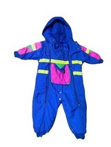 Vintage neon ALPINE WAY Toddler Snowsuit Coveralls 24 Mths 2YK Colorblock - $26.60