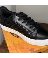 Unr8ed Women&#39;s Black Size 8M Athletic Sneakers Faux Leather Lace Up Shoes - $24.50