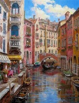 Sam Park Ponte Longo Embellished Giclee Hand Signed Limited Edition Venice Italy - £233.45 GBP