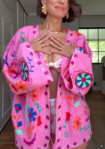 ZARA BNWT 2025. PINK EMBROIDERED KAFTAN KIMONO JACKET COTTON. 2855/202/620 - $202.11