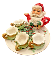 Tea Set Christmas Miniature Holiday Santa Claus 7 Pc Handpainted Polyresin Box - £10.97 GBP