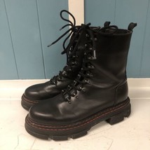 Kurt Geiger EU 36 / US 5.5 6 Leather Lace Up Chunky Bird Combat Boots Black red - £53.49 GBP