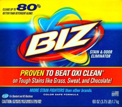 Biz Powder Laundry Detergent B O Oster Cleaner Stain Fighter Odor Remover 60 Oz - £28.38 GBP