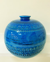 Bitossi Ceramiche Vase Rimini By Aldo Londi Made In Italy Blue Height 7&quot; - £152.30 GBP
