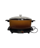 Vintage West Bend 6 Quart Slow Slo Cooker With Ombre Orange Harvest Pot - $46.08