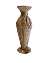 Vase Alaska Native Clay 5 In Bud Signed Pottery Ceramic Tan Brown Swirl ... - $13.89