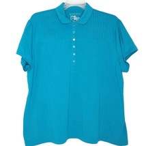 Just My Size Womens Pullover Knit Top Blouse Size 3X Short Sleeve Solid Blue - £11.03 GBP