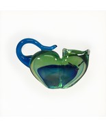 Murano Style Hand Blown Blue Green Glass Cat Figurine Paperweight - 5.5x... - $19.79