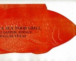 Olympia Sea Food Grill Menu Gaston Ave Dallas Texas 1943 Red Fish Shaped... - $93.95