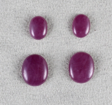 NATURAL RUBY OVAL CABOCHON 4 PC 18.19 CT LOOSE GEMSTONE FOR EARRING DESI... - £317.71 GBP