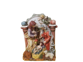 Vtg Ceramic Bisque Manger Scene Mary Joseph Jesus Christmas Figurine 11&quot;T Flaw - £15.63 GBP