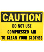 1990s Vintage Caution Do Not Use Compressed Air Sign Black Yellow 10&quot; x ... - $372.93 MXN