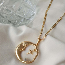 Vintage Boho Moon  Star Cutout Pendant Necklace - $20.31