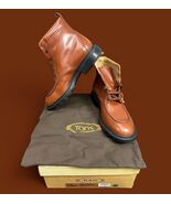 Very Nice TOD&#39;S Men&#39;s Light Brown Leather Lace Up Boots Shoes Size 9.5 - $222.74