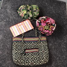 Vera Bradley Bag Lot - 4 Pieces Tote Bag Orange Wallet Cosmetic Case Tra... - £12.11 GBP