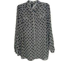 Lane Bryant Womens Sheer Blouse Size 14 Long Sleeve Button Front Collared Black - £10.43 GBP