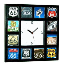 classic historic Route 66 sign Clock with 12 Rt. Sixty Six signs - $589.92 MXN