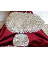 Vintage Beaded &amp; Sequined Silver Clutch Purse with Coin Purse (#3065) - $54.86 CAD