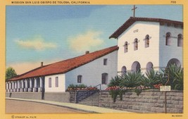 LINEN Postcard A338 Mission San Luis Obispo De Tolosa California Unposted Piltz - £4.44 GBP