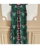 Mara Hoffman Maxi Green Pink Sheath Dress Casual Sleeveless Aztec Leaves - $63.70