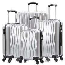 4 Piece Luggage Set PC Material Hard Shell Suitcase with Spinner Wheels ... - $352.09