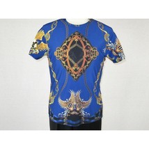 Men Crew T Shirt Makrom Turkey Medallion Chain Floral European 1217-421 Blue new image 2