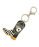 Vegan Leather Black White Playing Cards Checker Cowboy Boot Key Ring Bag... - $20.31 CAD