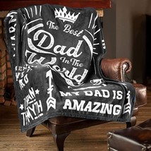 Best Dad In The World Gift Throw Blanket - Birthday Gifts For, 50&quot; X 60&quot;, Gray - £33.56 GBP