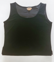 Vintage 90s Womens Smooth Velvet Cropped Tank Top size L Black Sleeveles... - $14.01