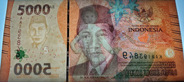 Indonesia 5000 Rupiah, Dr. Chalid / scarf dancer, Mr. Bromo volcano 2022... - $2.88