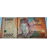 Indonesia 5000 Rupiah, Dr. Chalid / scarf dancer, Mr. Bromo volcano 2022... - $54.42 MXN