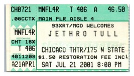 Jethro Tull Konzert Ticket Stumpf Juli 21 2001 Chicago Illinois - £32.13 GBP