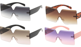 OverSized Large XXL Flat Top Shield Sunglasses Square Rimless Designer  - £7.82 GBP